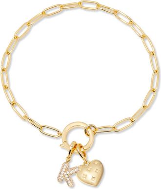 Brook & York Lillian Initial Heart Charm Bracelet in Gold K at Nordstrom