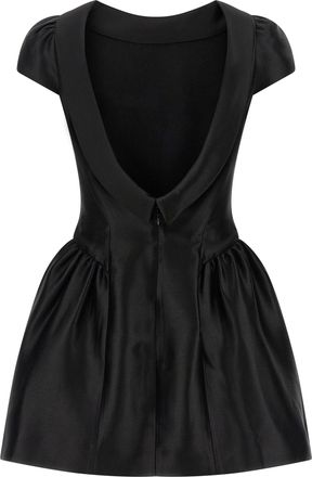 Self Portrait Collared Taffeta Mini Dress - Black