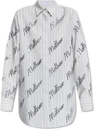 Stella McCartney Shirt met glinsterende pailletten - Dames - Overhemden - Blauw - XS - Pailletten - Overhemden