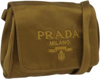 Prada Pre-owned Cross Body Bags, female, Green, Size: ONE SIZE Pre-owned Satin Shoulder Bag