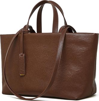 Generic Genuine Leather Tote Bag for Women - Spacious, Versatile Design with Dual Handles & Detachable Shoulder Strap for Work, School, and Travel