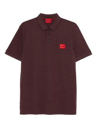 HUGO BOSS logo-patch polo shirt - Brown