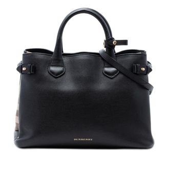 Burberry Pre-owned Burberry Medium Leather and House Check Banner Satchel Ladies L7XRIGNQEYRQMN16