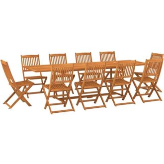 vidaXL Set Comedor De Jard&iacute;n 11piezas Madera Maciza Acacia 280x90x75cm Vidaxl