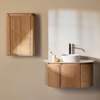 Sklum Conjunto De Mueble De Ba&ntilde;o Suspendido 90x50 Cm En Madera Carsone Sklum