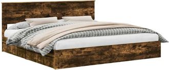 vidaXL Storage Bed with Drawer Smoked Oak 200 x 200 cm Engineered Wood vidaXL