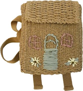 Generic Woven Straw Shoulder Bag - Small Backpack Handbag, Portable Summer Tote, Beach Travel Bag | Stylish Lightweight Straw Purse For Vacation Outdoor Trips