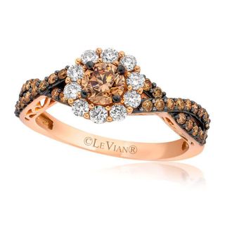 Le Vian Ladies Chocolate Solitaire Rings set in 14K Strawberry Gold