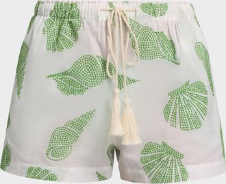 Milly Corrie Embroidered Cotton Cover-Up Shorts