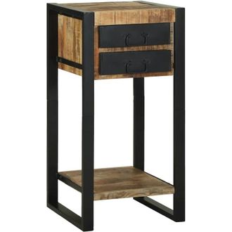 vidaXL Vidaxl - Mesa Auxiliar Con Caj&oacute;n Marr&oacute;n Madera Maciza De Mango Rugosa