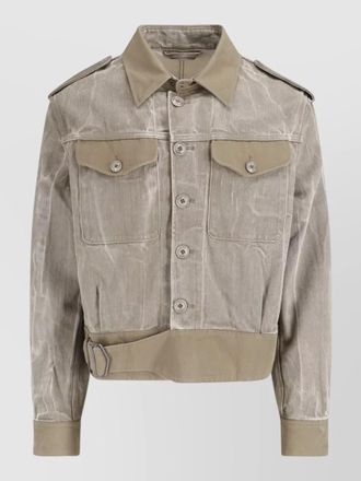 Our Legacy belted coat buttoned cuffs epaulettes pockets