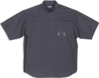 Balenciaga Fashion Institute Short Sleeve Shirt Large Fit Dark Grey 703846TYB181270