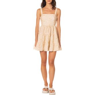 Maaji Moonlit Emily Embroidered Tiered Cotton Cover-Up Minidress in Light Beige at Nordstrom, Size Medium