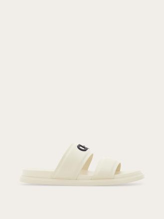 Ferragamo Uomo Slide ornamento Gancini Bianco Taglia 40