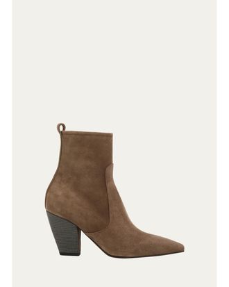 Brunello Cucinelli 90mm Suede Monili Ankle Boots