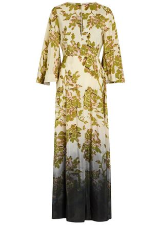 La DoubleJ LA Double J Belle Kaftan Printed Silk Maxi Dress - Black - 50 (UK18 / Xxl)