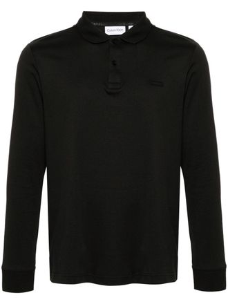 Calvin Klein logo-patch cotton polo shirt - Black