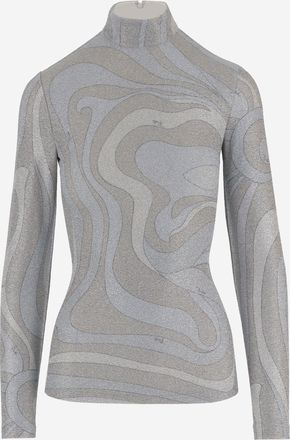 Pucci Lamé Jersey Sweater With Abstract Pattern