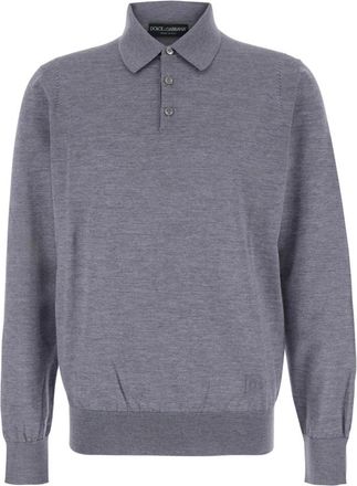Dolce & Gabbana Wollen Polo - Heren - Polos - Grijs - M - Wol - Tops