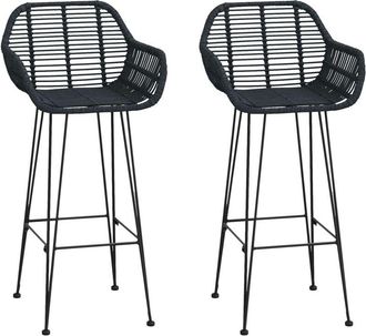 vidaXL Bar Chair 2 pcs Black 55 x 52 x 105 cm Rattan and Iron vidaXL