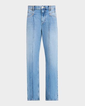 Isabel Marant Drolane Pintuck Straight-Leg Jeans