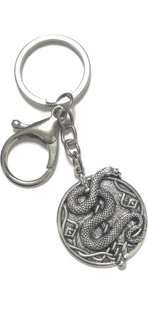 Generic LARGE KEYRING - Antique Silver Plated. Split Ring And Trigger Clasp. Key Ring. Gothic, Fantasy, Horror, Mystical, Emo. Viking Shield And Spear With Sn