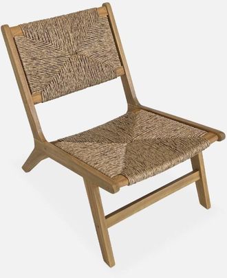 Sweeek Sill&oacute;n De Jard&iacute;n De Madera Y Resina Efecto Paja