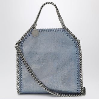 Stella McCartney Micro Falabella Tote Bag in Metallic Denim coloured