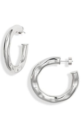 Nordstrom Hammered Hoop Earrings in Silver at Nordstrom
