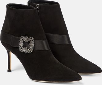 Manolo Blahnik Plinianu embellished suede ankle boots