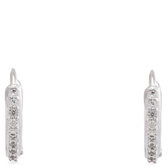 Swarovski Matrix Pierced Earrings Mini Hoop Matrix Rhodium Shiny White