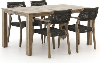 Rough Country Rustic Furniture ROUGH-L Rope/ROUGH-S 160cm dining tuinset 5-delig stapelbaar