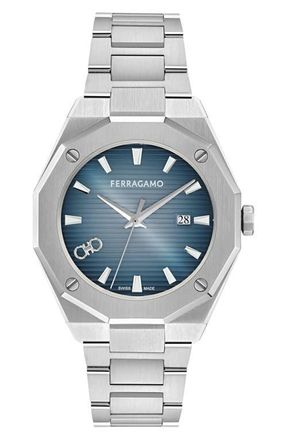 Ferragamo Edge Bracelet Watch, 40mm in Ip Stainless Steel/blue at Nordstrom