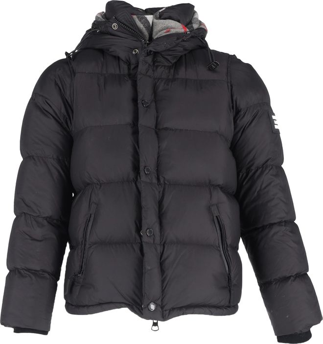 Pre-owned Mens Logo-Appliqu&eacute; Puffer Jacket in Black Nylon - Size EU 46 (Mens)