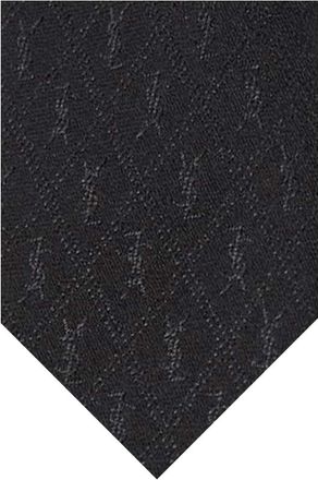 Saint Laurent Black Monogram Logo Tie