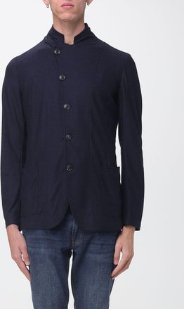 Emporio Armani Double-Breasted Jacket in Pure Virgin Wool with High Neck and Patch Pockets