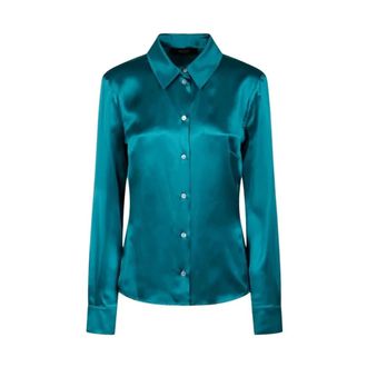 Gucci Overhemden, Dames, Groen, S, Satijn, Zijden Satijnen Blouse