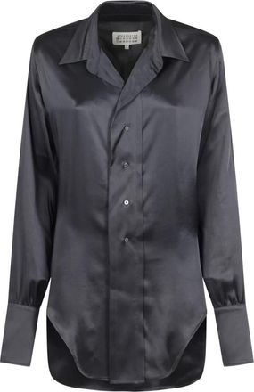 Maison Margiela Shirt met lange mouwen - Dames - Overhemden - Grijs - 2XS - Satijn - Overhemden