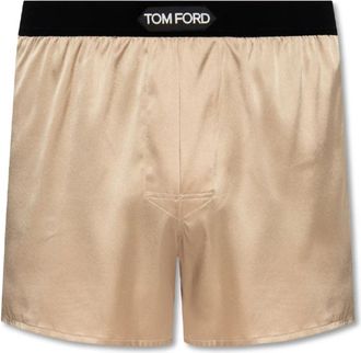Tom Ford Zijden Boxershorts met Logo - Heren - Onderbroek - Beige - S - Ondergoed