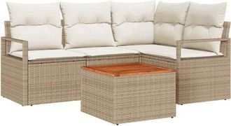 vidaXL Vidaxl - Conjunto de sofá de jardín 5 pcs Beige, blanco