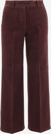 Ql2 Quelledue Womens Wide-Leg Corduroy Trousers Burgundy Cotton