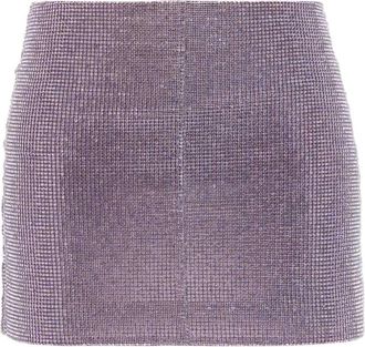 Self Portrait Shimmer Versierde Miniskirt - Dames - Korte rokken - Paars - 2XS - Polyester - Rokken