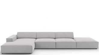 BLOOMINGLOFT 5-Sitzer Design Ecksofa Jodie mit Ottomane links - Strukturstoff