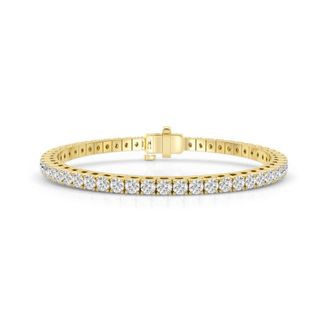 Grown Brilliance 1.00 Carat Yellow Gold Over Sterling Silver Round Cut Lab Grown Diamond 7 Prong Set Tennis Bracelet- Color/Clarity-G+VS