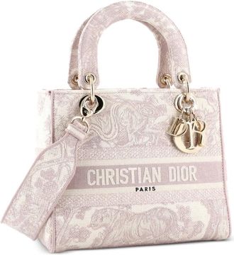 Dior Toile de Jouy Lady D-Lite Bag Embroidered Canvas tote bag - Roze