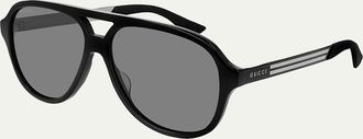 Gucci Mens Aviator Logo Sunglasses