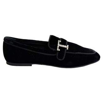 Tod's Tods Crystal-Embellished Loafers in Black Velvet