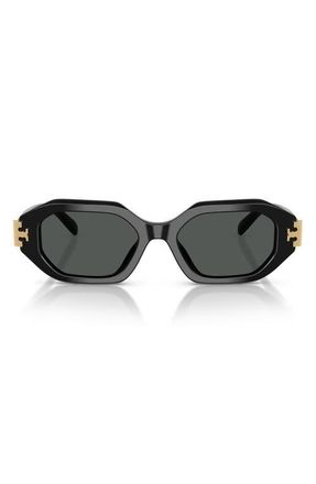 Tory Burch 51mm Irregular Sunglasses in Black /Dark Grey at Nordstrom