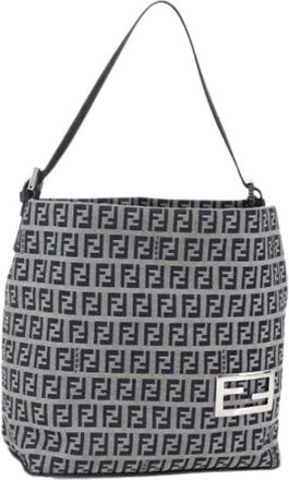 Fendi Pre-owned Shoulder Bags, female, Blue, Size: ONE SIZE Pre-owned Canvas Shoulder Bag