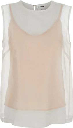 P.A.R.O.S.H. Ronde Hals Semi-transparante Zijden Blouse - Dames - Blouses - Wit - M - Overhemden